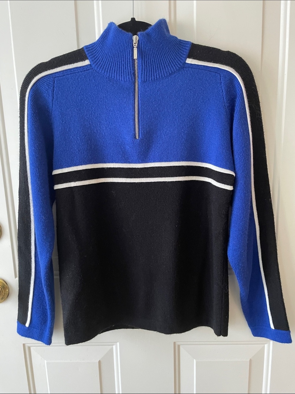 Men's Royal Blue and Black Half-Zip Pullover Sweater